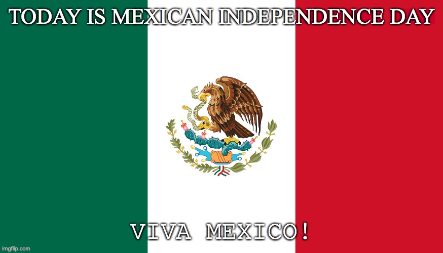 time for mariachi | TODAY IS MEXICAN INDEPENDENCE DAY; VIVA MEXICO! | image tagged in mexican flag | made w/ Imgflip meme maker