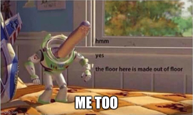 hmm yes the floor here is made out of floor | ME TOO | image tagged in hmm yes the floor here is made out of floor | made w/ Imgflip meme maker