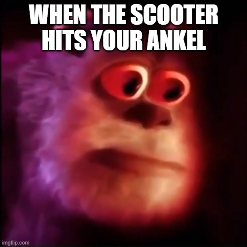 Ooouuuch | WHEN THE SCOOTER HITS YOUR ANKEL | image tagged in monster inc | made w/ Imgflip meme maker