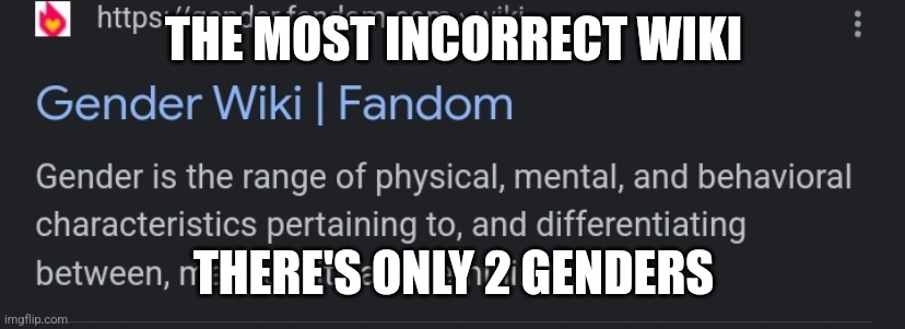 THE MOST INCORRECT WIKI; THERE'S ONLY 2 GENDERS | made w/ Imgflip meme maker
