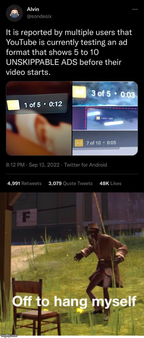 image tagged in off to hang myself | made w/ Imgflip meme maker