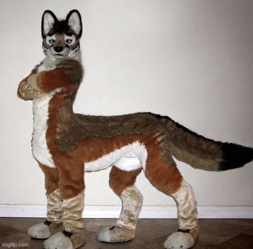 Day 2 of cursed fursuits bc why not xD (Artist is unknown!!!!!) | image tagged in cursed image,cursed,you have been eternally cursed for reading the tags,furry,the furry fandom | made w/ Imgflip meme maker