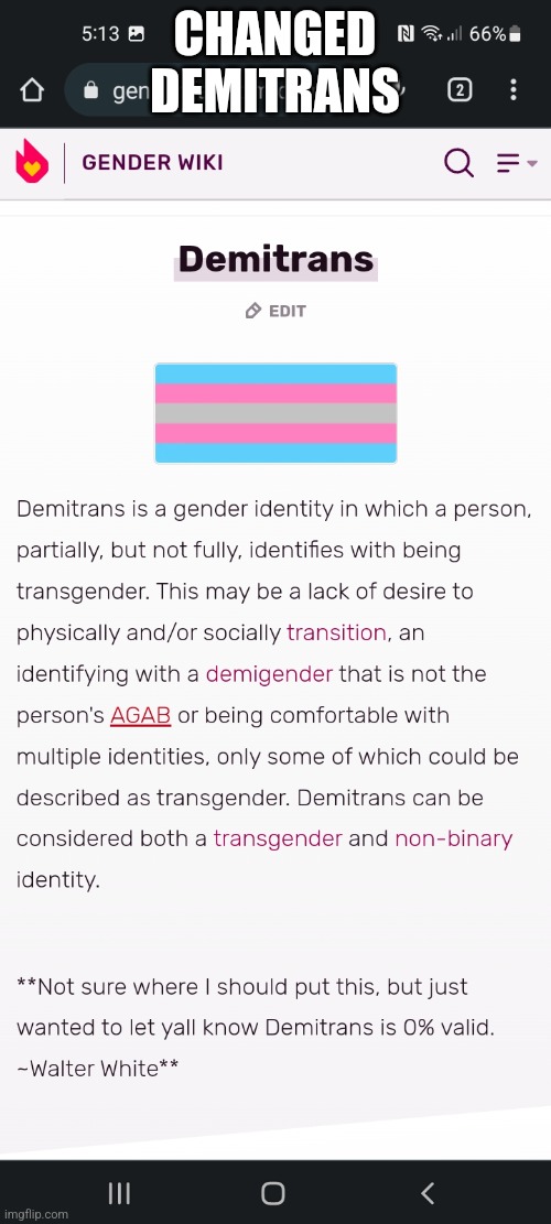 CHANGED DEMITRANS | made w/ Imgflip meme maker