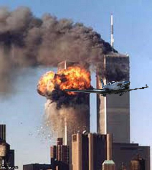Microsoft Flight Simulator: September 11th, 2001. | image tagged in twin towers | made w/ Imgflip meme maker
