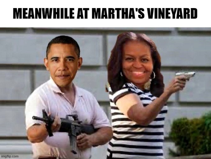 image tagged in obama,michelle obama,martha's vineyard,liberals,democrats,hypocrisy | made w/ Imgflip meme maker