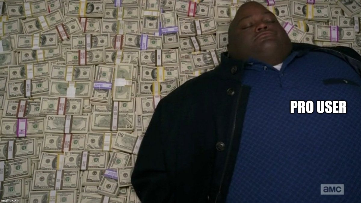 Breaking Bad money bed | PRO USER | image tagged in breaking bad money bed | made w/ Imgflip meme maker