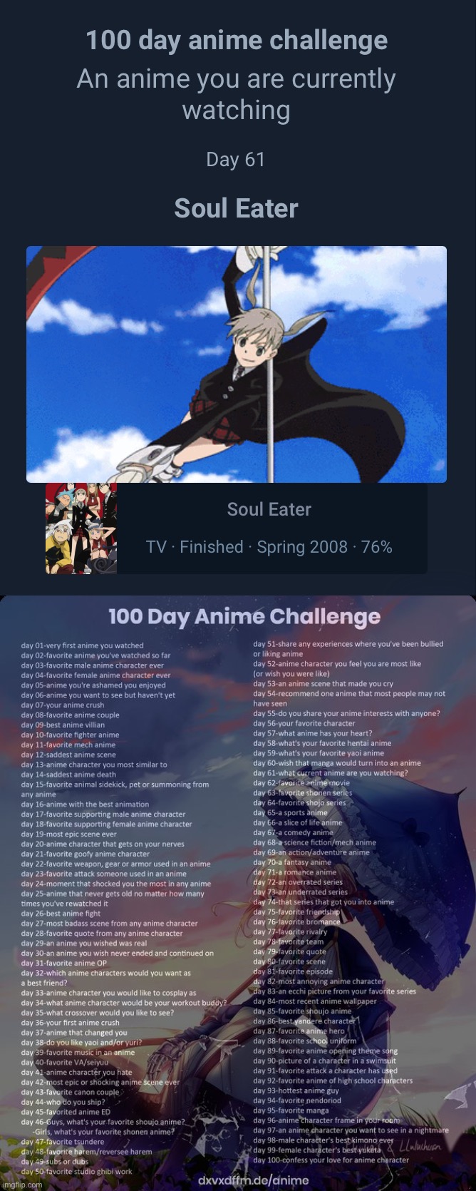 image tagged in 100 day anime challenge | made w/ Imgflip meme maker