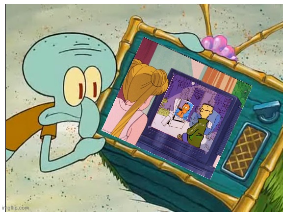 Squidward watching Usagi watching Ed watching Garfield | image tagged in spongebob squarepants,sailor moon,ed edd n eddy,garfield,tv,squidward | made w/ Imgflip meme maker