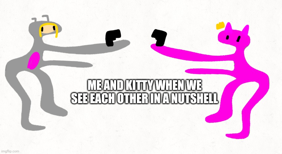 ME AND KITTY WHEN WE SEE EACH OTHER IN A NUTSHELL | made w/ Imgflip meme maker