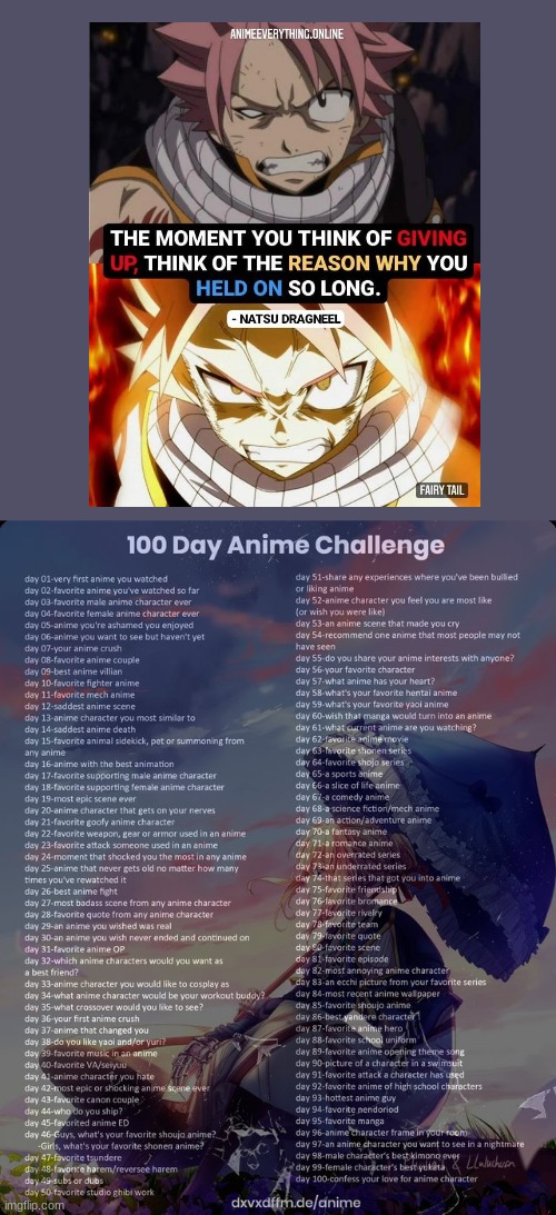 Day 28 | image tagged in 100 day anime challenge,natsu dragneel,fairy tail,anime quote | made w/ Imgflip meme maker