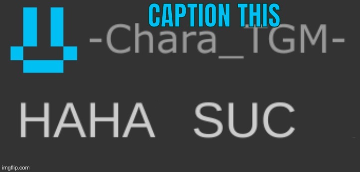 Chara: HAHA SUC | CAPTION THIS | image tagged in chara haha suc,idk,stuff,s o u p,carck | made w/ Imgflip meme maker