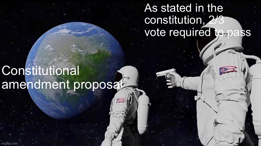 Should promote activity in congress. | As stated in the constitution, 2/3 vote required to pass; Constitutional amendment proposal | made w/ Imgflip meme maker