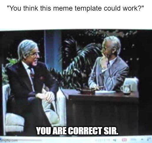 You are correct sir. | "You think this meme template could work?"; YOU ARE CORRECT SIR. | image tagged in memes | made w/ Imgflip meme maker
