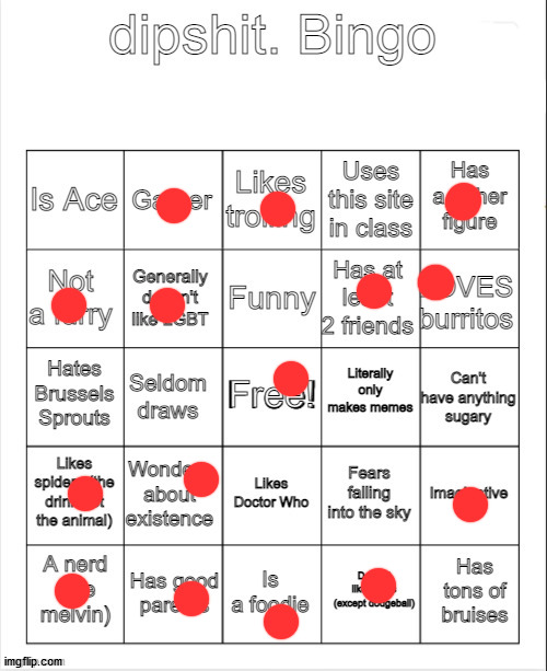 dipshit. Bingo | image tagged in dipshit bingo | made w/ Imgflip meme maker