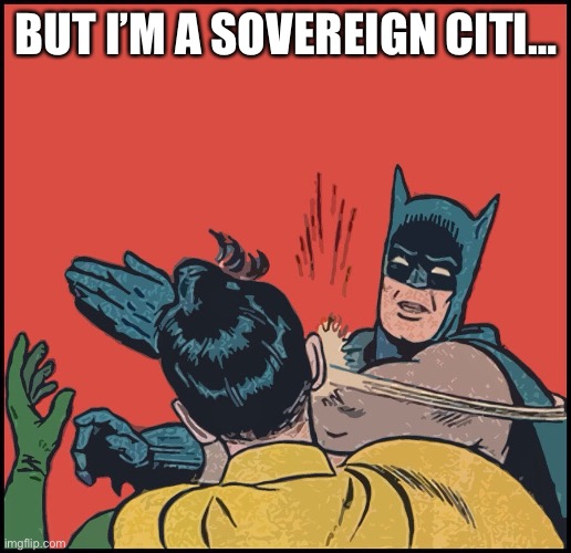 Sovereign citizen | BUT I’M A SOVEREIGN CITI… | image tagged in bubble free batman slapping robin | made w/ Imgflip meme maker