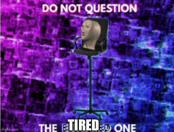 Do not question the elevated one | TIRED | image tagged in do not question the elevated one | made w/ Imgflip meme maker