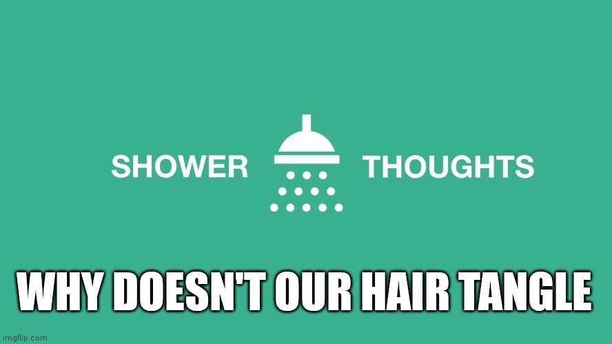 Hmmmm |  WHY DOESN'T OUR HAIR TANGLE | image tagged in shower thoughts,hair,idk | made w/ Imgflip meme maker
