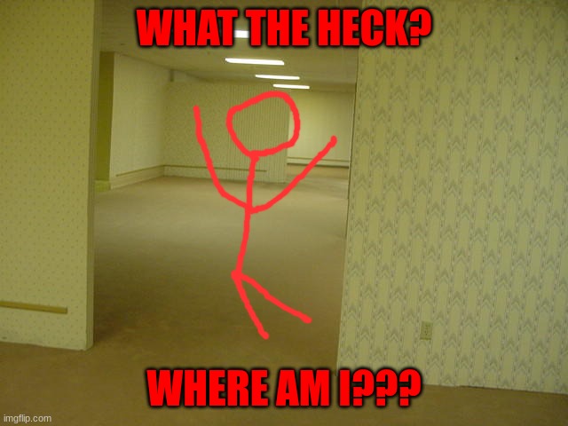 The Backrooms | WHAT THE HECK? WHERE AM I??? | image tagged in the backrooms | made w/ Imgflip meme maker
