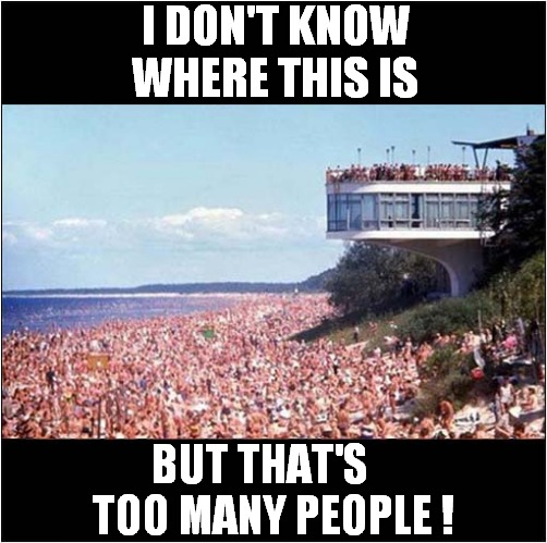 Too Crowded ! | I DON'T KNOW WHERE THIS IS; BUT THAT'S    TOO MANY PEOPLE ! | image tagged in fun,too many,people,beach | made w/ Imgflip meme maker