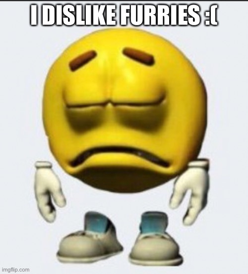 Sad emoji | I DISLIKE FURRIES :( | image tagged in sad emoji boi | made w/ Imgflip meme maker