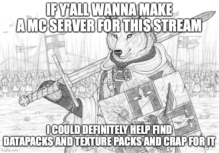 Fursader. | IF Y'ALL WANNA MAKE A MC SERVER FOR THIS STREAM; I COULD DEFINITELY HELP FIND DATAPACKS AND TEXTURE PACKS AND CRAP FOR IT | image tagged in fursader | made w/ Imgflip meme maker