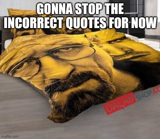Breaking Bed | GONNA STOP THE INCORRECT QUOTES FOR NOW | image tagged in breaking bed | made w/ Imgflip meme maker