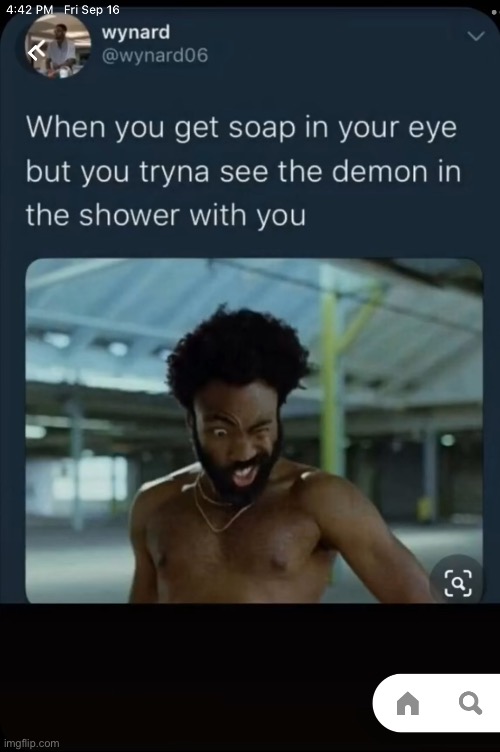 image tagged in shower,demon,lol | made w/ Imgflip meme maker