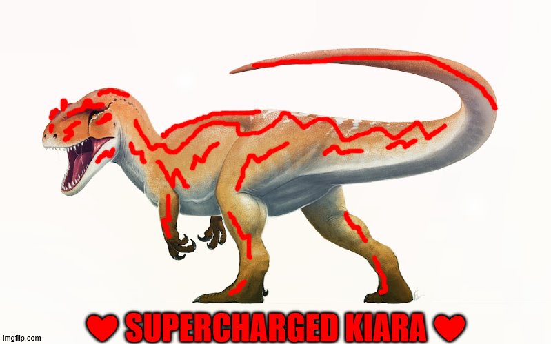 Supercharged Kiara!!!!!! | ❤ SUPERCHARGED KIARA ❤ | image tagged in dinosaur,dinosaurs | made w/ Imgflip meme maker