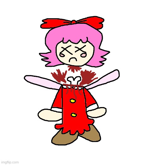 Decapitation of Ribbon | image tagged in kirby,gore,blood,funny,fanart,cute | made w/ Imgflip meme maker