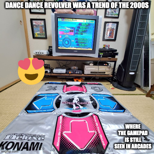 Dance Dance Revolver Gamepad | DANCE DANCE REVOLVER WAS A TREND OF THE 2000S; WHERE THE GAMEPAD IS STILL SEEN IN ARCADES | image tagged in gaming,dance dance,memes | made w/ Imgflip meme maker