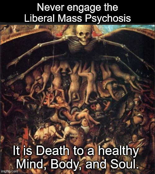 Engage the Insane at Your Own Risk | Never engage the Liberal Mass Psychosis; It is Death to a healthy 
Mind, Body, and Soul. | image tagged in memes,politics | made w/ Imgflip meme maker