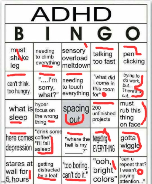 oh frick, i have everything | image tagged in adhd bingo | made w/ Imgflip meme maker