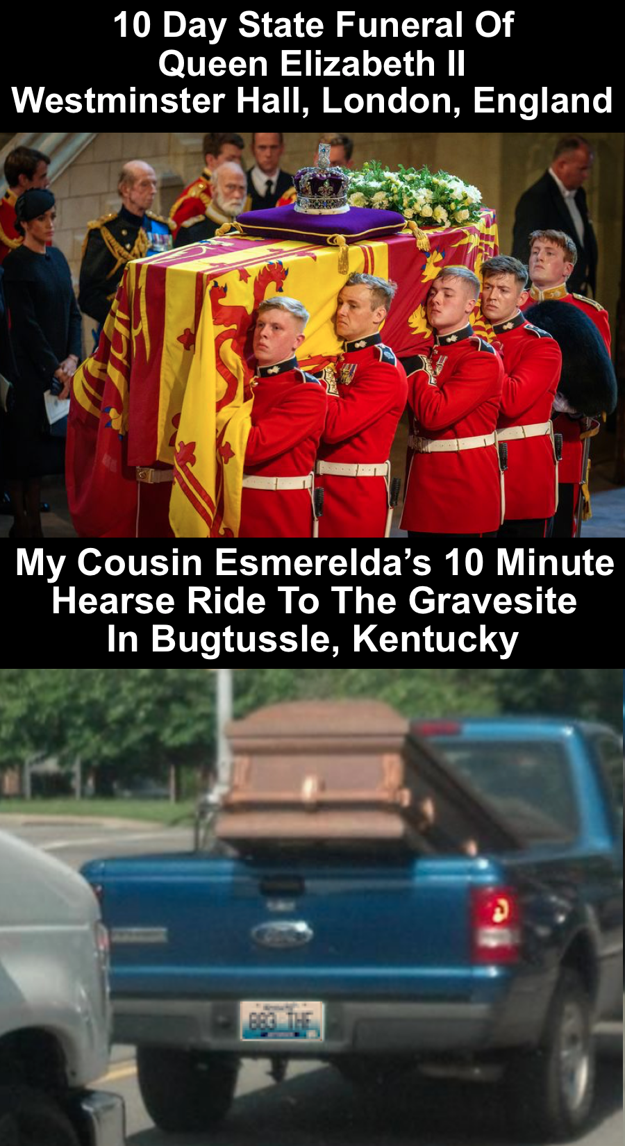 High Quality Queen's Funeral Vs Cousin Esmerelda's Funeral Meme Blank Meme Template
