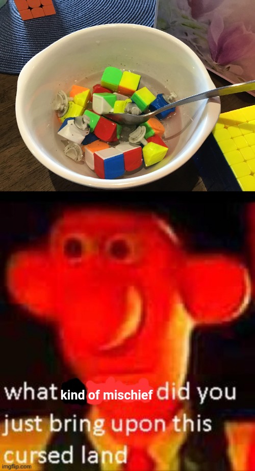Cursed cereal | kind of mischief | image tagged in what did you just bring upon this cursed land clean,cursed image,cereal,memes,cursed,meme | made w/ Imgflip meme maker