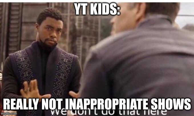 YES | YT KIDS:; REALLY NOT INAPPROPRIATE SHOWS | image tagged in we dont do that here | made w/ Imgflip meme maker