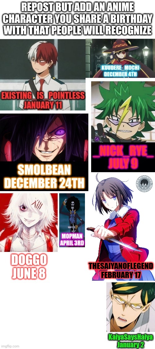 I rearranged the photos :) | MOPMAN
APRIL 3RD; THESAIYANOFLEGEND
FEBRUARY 17 | image tagged in one piece,repost | made w/ Imgflip meme maker