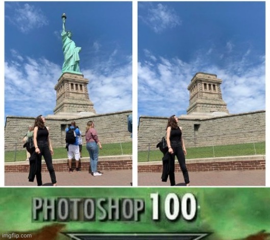 Poof | image tagged in photoshop 100,photoshop,poof,memes,statue of liberty,meme | made w/ Imgflip meme maker