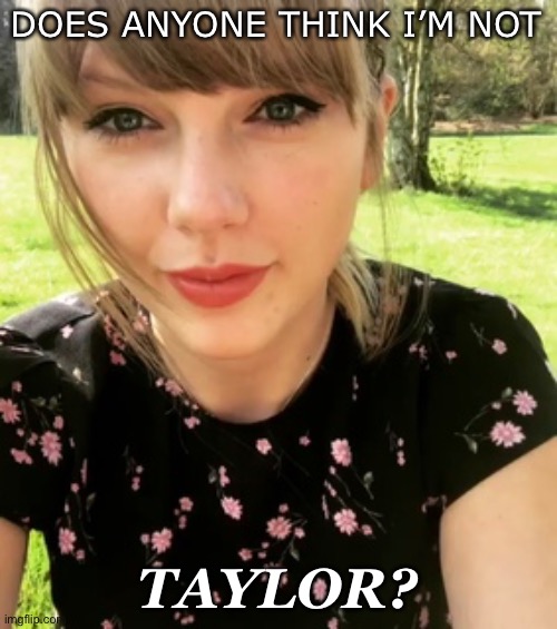Honestly | DOES ANYONE THINK I’M NOT; TAYLOR? | made w/ Imgflip meme maker