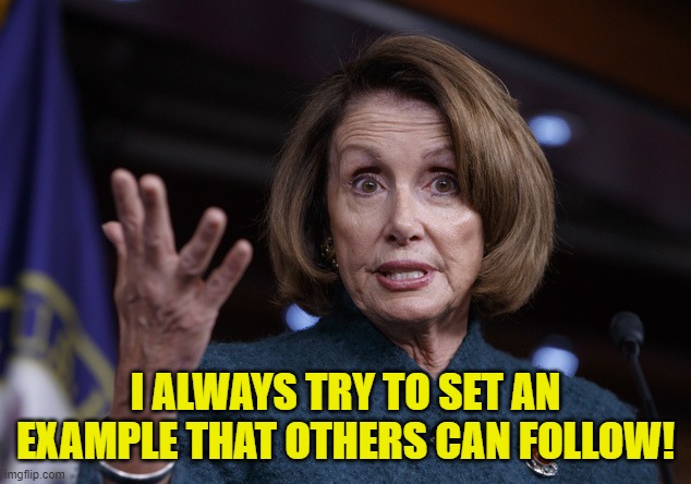 Good old Nancy Pelosi | I ALWAYS TRY TO SET AN EXAMPLE THAT OTHERS CAN FOLLOW! | image tagged in good old nancy pelosi | made w/ Imgflip meme maker