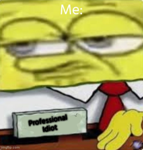 I am a Professional Idiot | Me:; Professional 
Idiot | image tagged in spongebob name,idiot,very professional | made w/ Imgflip meme maker