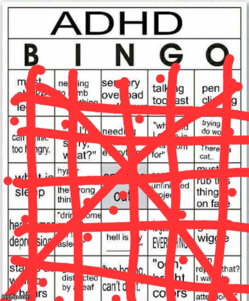 i think i have adhd | image tagged in adhd bingo | made w/ Imgflip meme maker