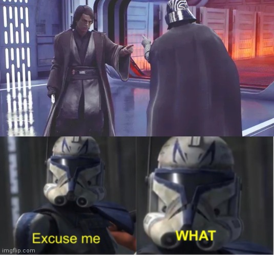 There the same person? | image tagged in anakin vs darth vader,excuse me what | made w/ Imgflip meme maker