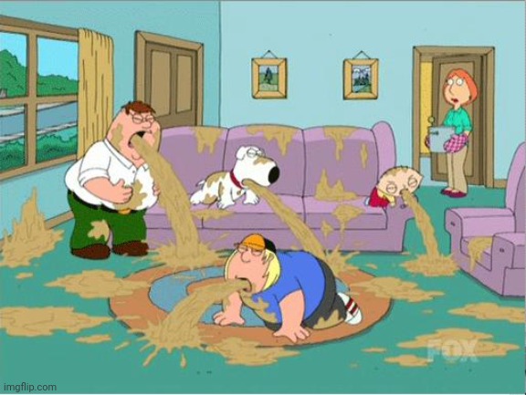 family guy puke fest | image tagged in family guy puke fest | made w/ Imgflip meme maker