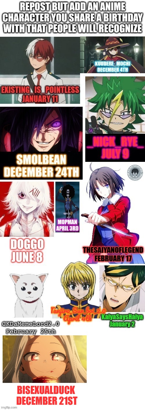 i was actually so stoked when i saw we shared the same b-day | BISEXUALDUCK 
DECEMBER 21ST | image tagged in anime,my hero academia | made w/ Imgflip meme maker