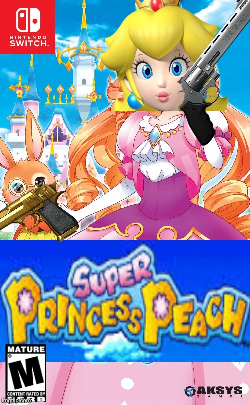 Best new switch game | image tagged in nintendo switch,video games,princess peach,magnum | made w/ Imgflip meme maker