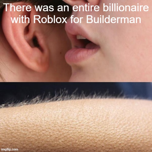 Billionaires when they see a good game and understand it without using Roblox | There was an entire billionaire with Roblox for Builderman | image tagged in whisper and goosebumps,memes | made w/ Imgflip meme maker