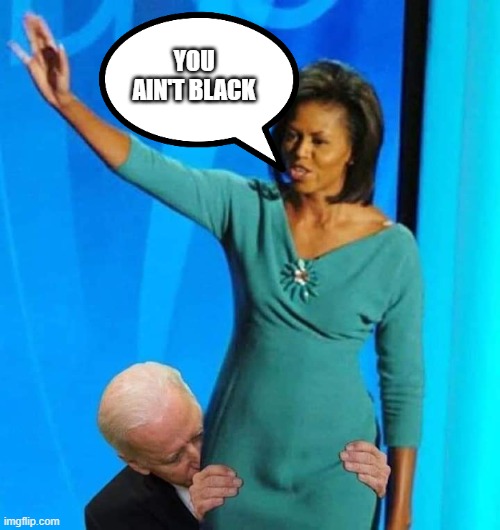 You ain't black with sniffy Joe | YOU AIN'T BLACK | image tagged in michelle obama blank sheet,creepy joe biden | made w/ Imgflip meme maker