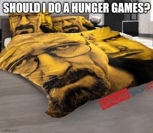 Breaking Bed | SHOULD I DO A HUNGER GAMES? | image tagged in breaking bed | made w/ Imgflip meme maker