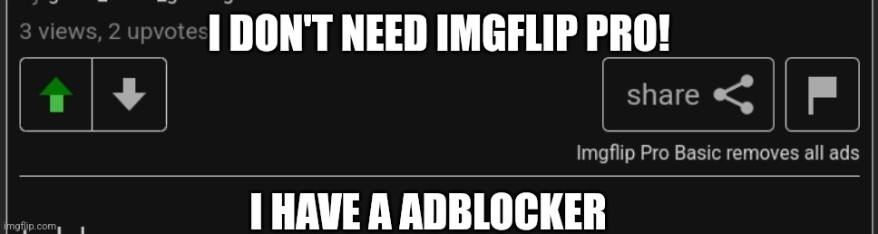 Possibly cringe | I DON'T NEED IMGFLIP PRO! I HAVE A ADBLOCKER | made w/ Imgflip meme maker