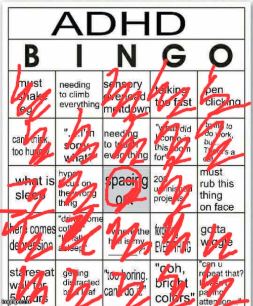 This is my ADHD- :) | image tagged in adhd bingo,oh wow | made w/ Imgflip meme maker